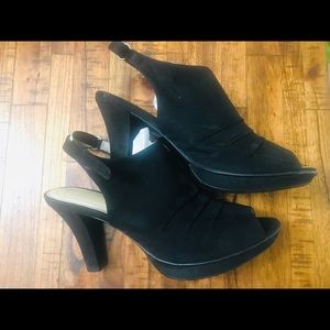 Suede Peep Toe Heels